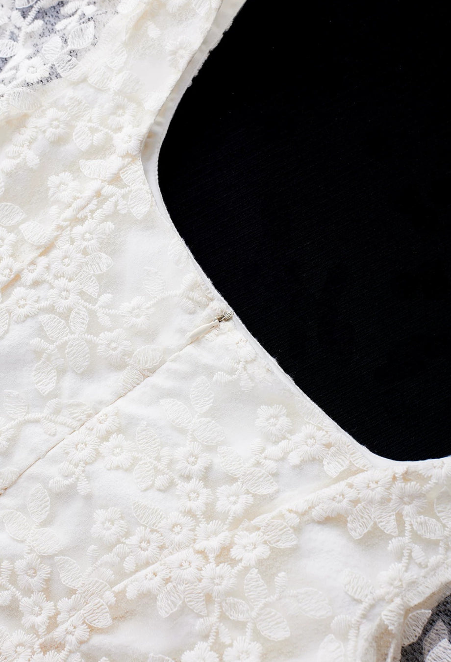 Austen Ivory Floral Lace Long-Sleeve Midi Dress