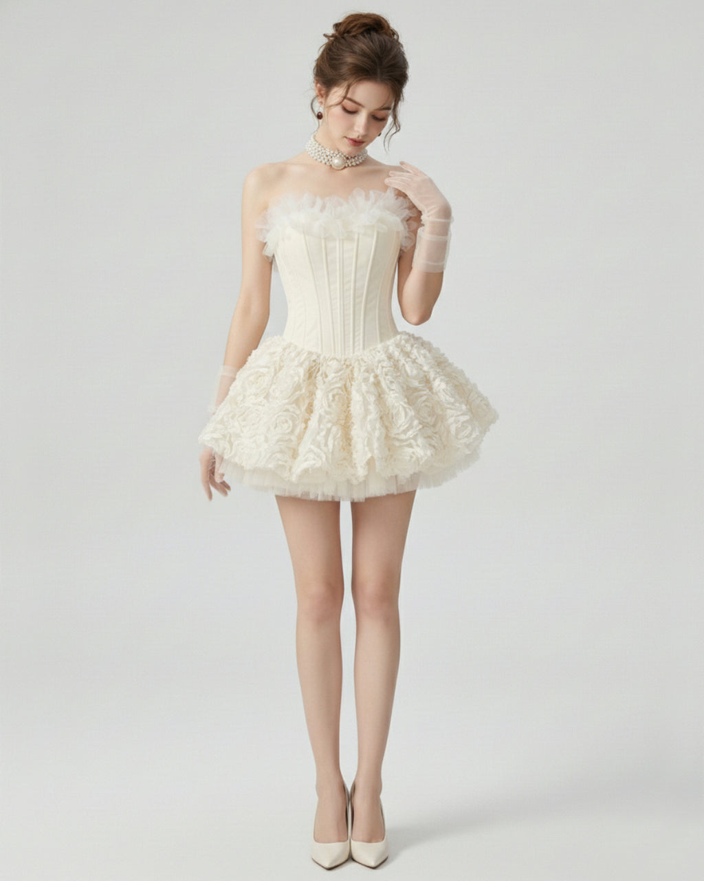 Aveta Ivory 3D Floral Mini Dress, birthday party wear dress​, fashion nova birthday dress, birthday party dress