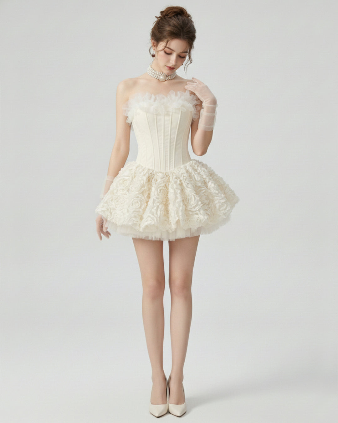 Aveta Ivory 3D Floral Mini Dress, birthday party wear dress​, fashion nova birthday dress, birthday party dress