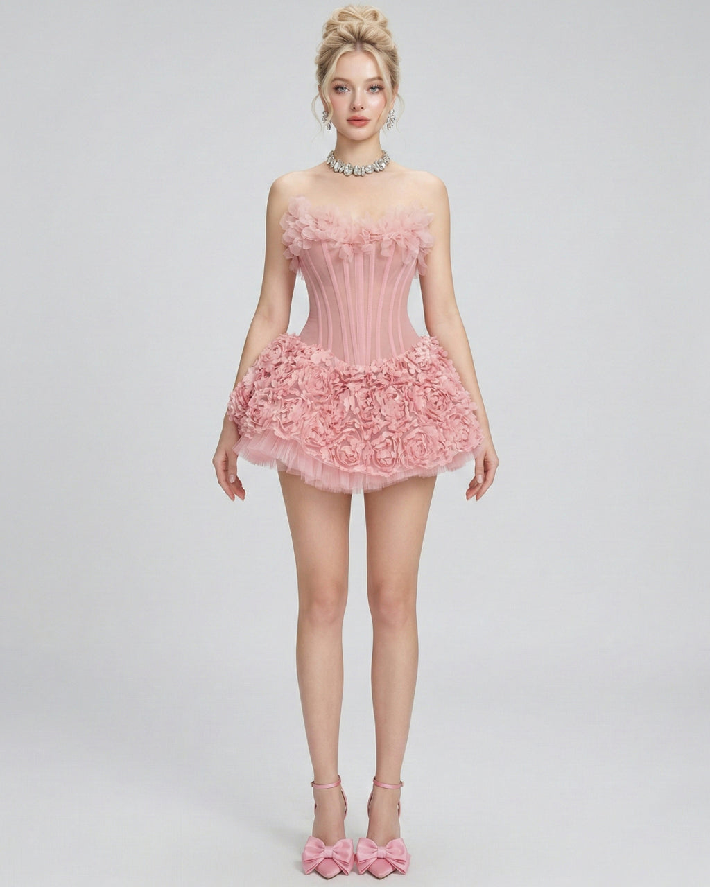 Aveta Coral Pink Mini Dress, vietnamese dress, birthday dress​, woman dress birthday​, sweet 16 birthday dresses