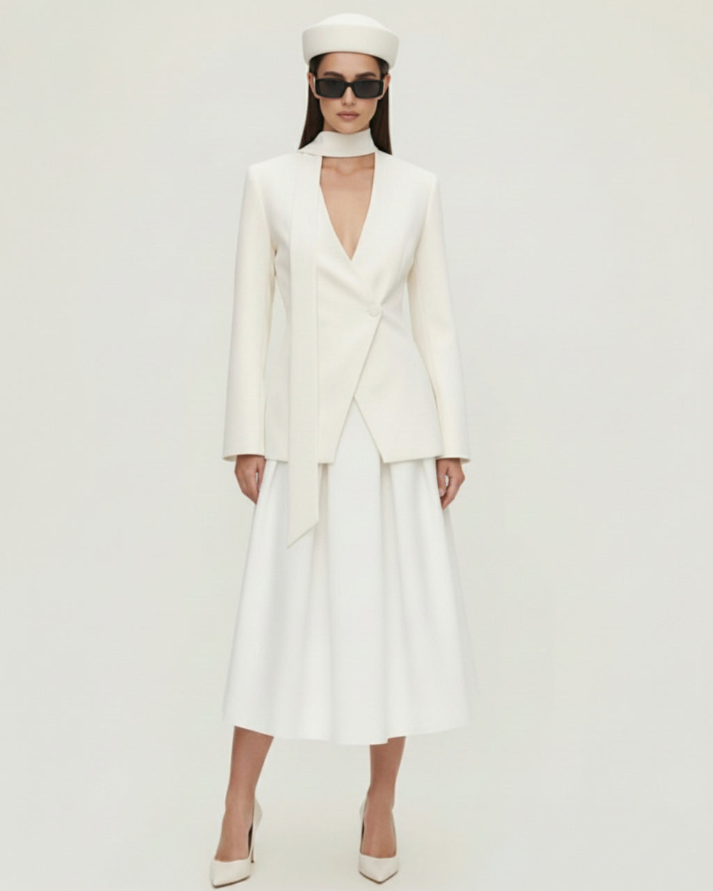 Aviva Midi Skirt in Ivory, Old Money Fashion skirt midi skirt​, white midi skirt​