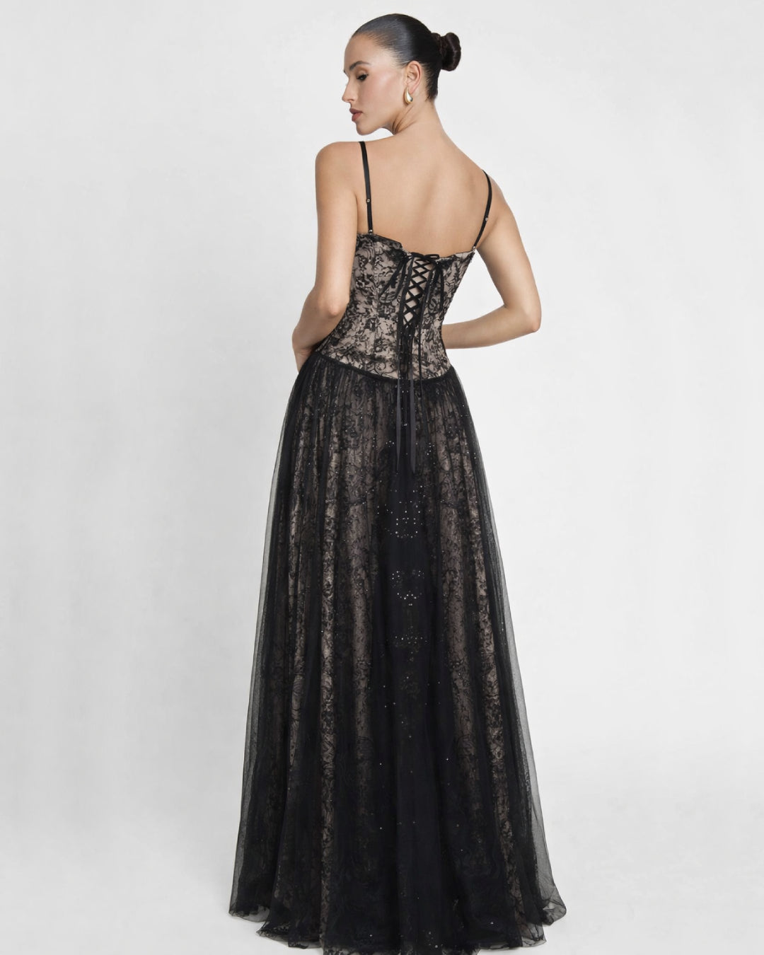 Ayana Black Lace Maxi Dress, black tie optional dress, black tie wedding dress guest