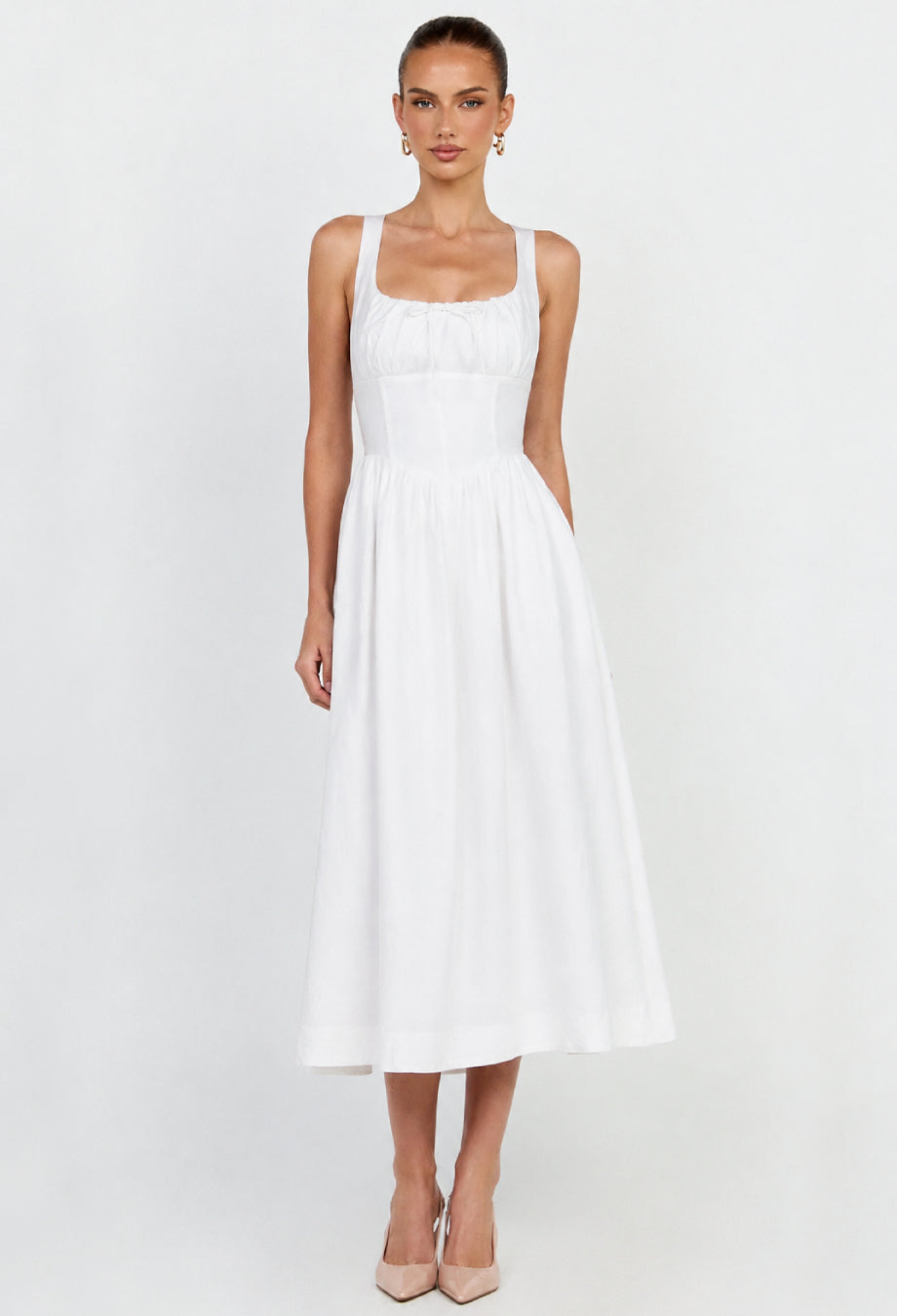 Balia Linen Midi Dress - White