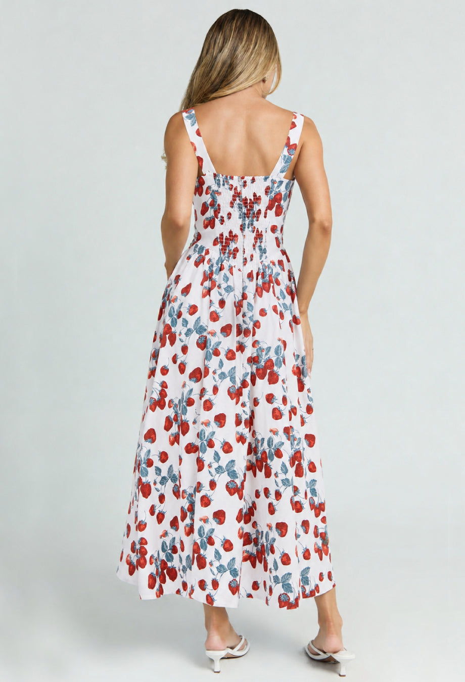 Balia Strawberry Print Linen Midi Dress, reformation linen midi dress, linen dress​, linen dress dress​