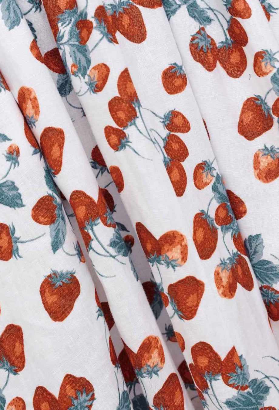 Balia Strawberry Print Linen Midi Dress, linen dress women, linen midi dress