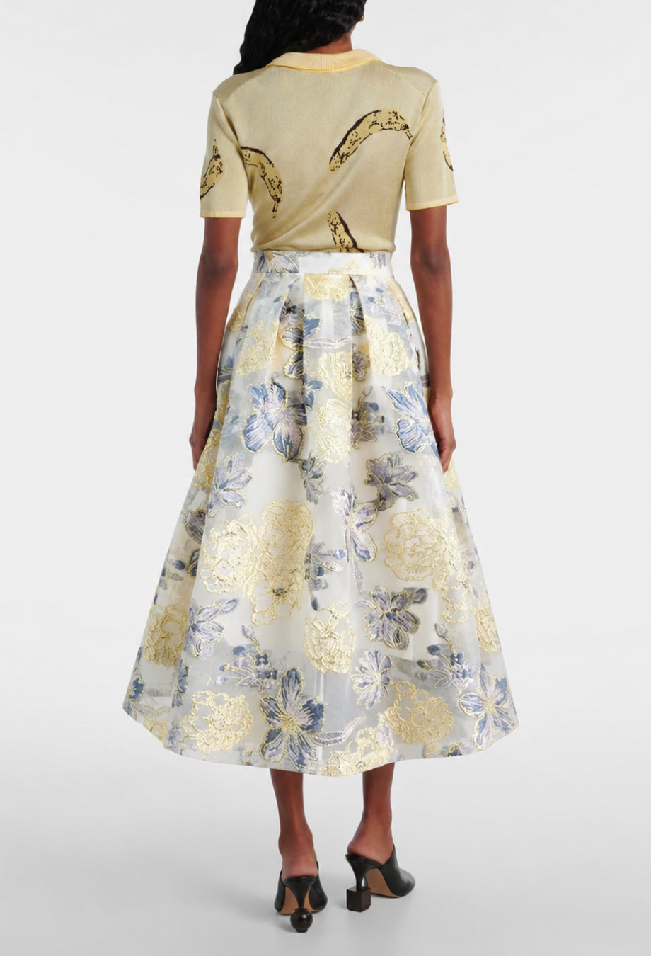 Ballerina Vintage High Waisted Floral Midi Skirt, wedding guest skirt​, pleated midi skirt​