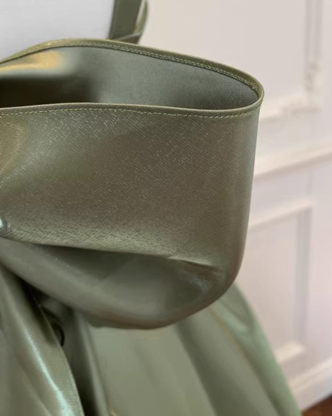 Bellina Sage Green Midi Dress with Detachable Bow, sage green midi dress​, sage green quince dress​