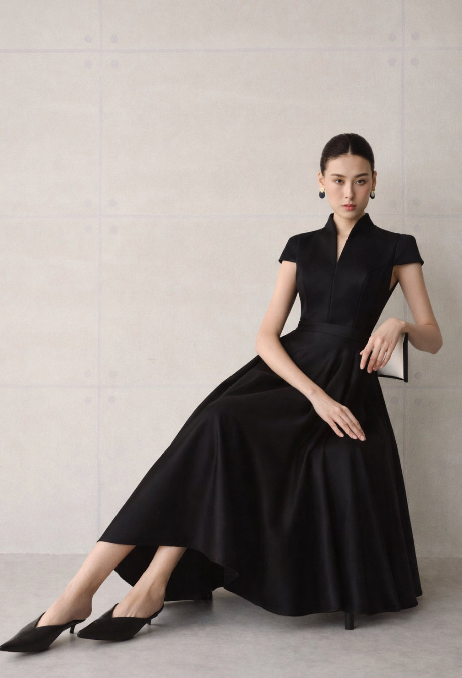 Black Tie Wedding Guest Dress - Betty Black Midi Dress L Black Tie Wedding Guest Dress - Betty Black Midi Dress L