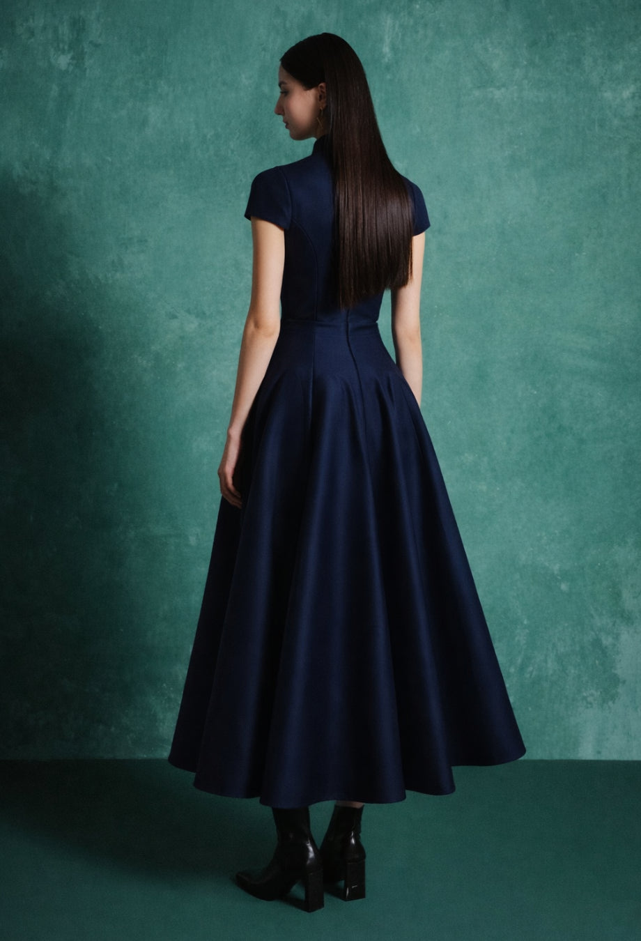 Betty Navy Blue Midi Dress, navy dress​, navy blue formal dress​, navy blue grad dress