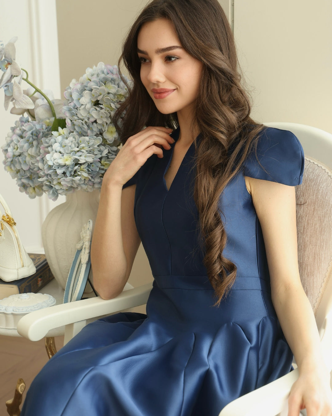 Betty Midi Dress in Navy Blue, navy dress​, navy blue formal dress​