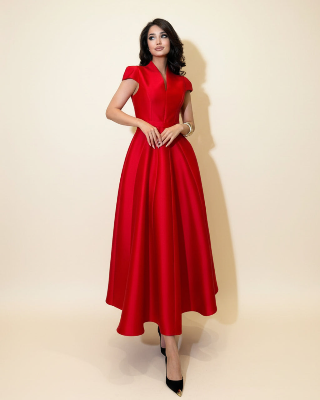 Betty Midi Dress in Red, Red Cocktail Dress, dress red woman