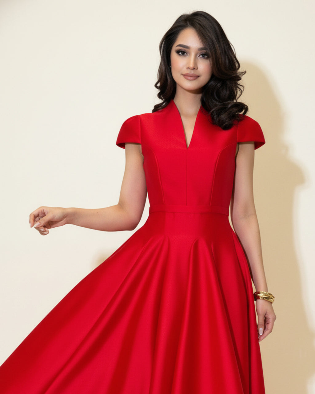 Betty Midi Dress in Red, Red Cocktail Dress, dress red woman