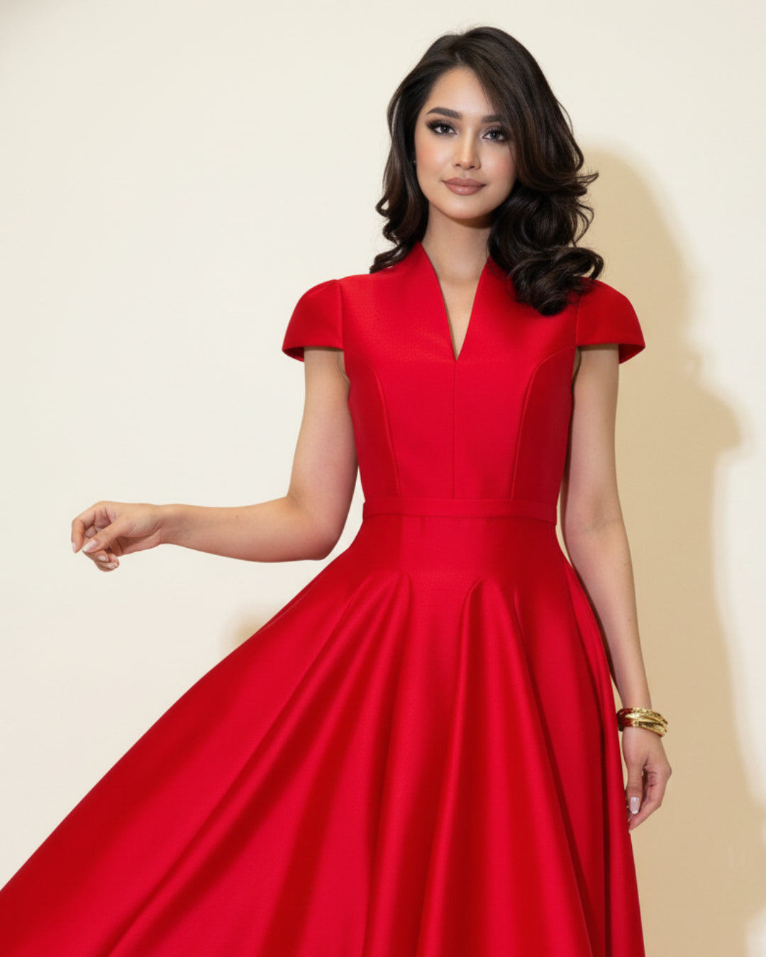 Betty Midi Dress in Red, Red Cocktail Dress, dress red woman