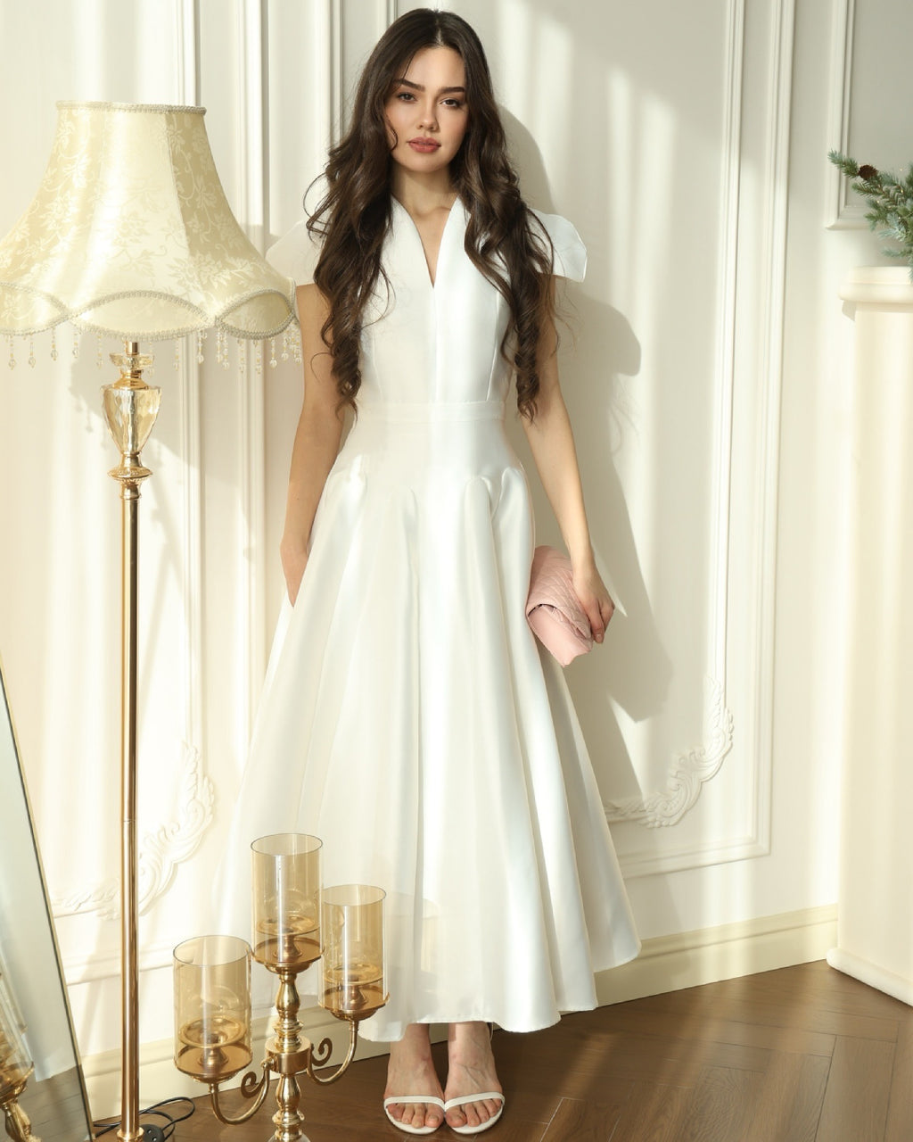 Betty Midi Dress in White, Women's Fashion, fashion nova women