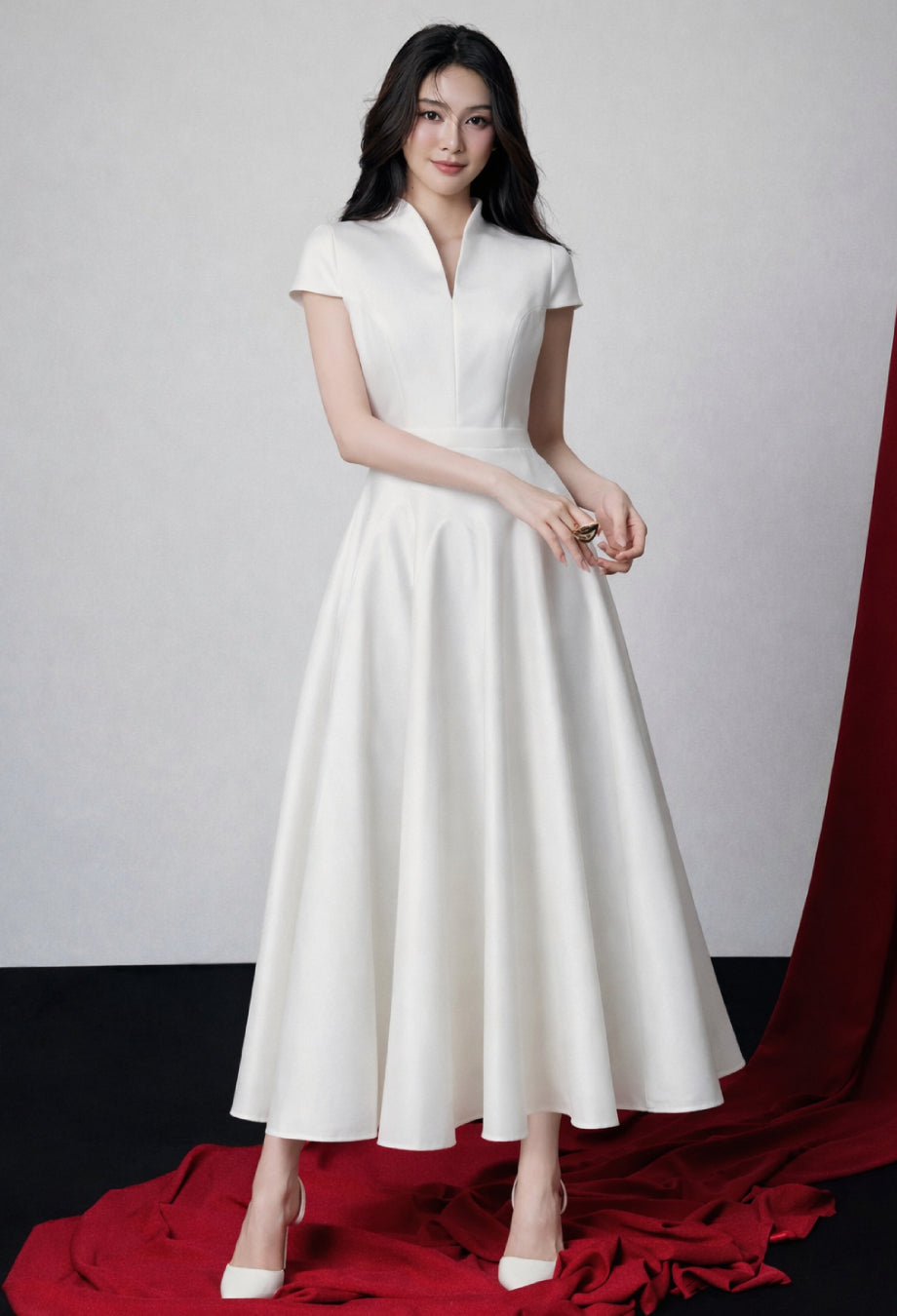 Betty white Midi Dress, fashion nova women, white graduation dress​, white midi dress​, white cocktail dress​, white dress near me