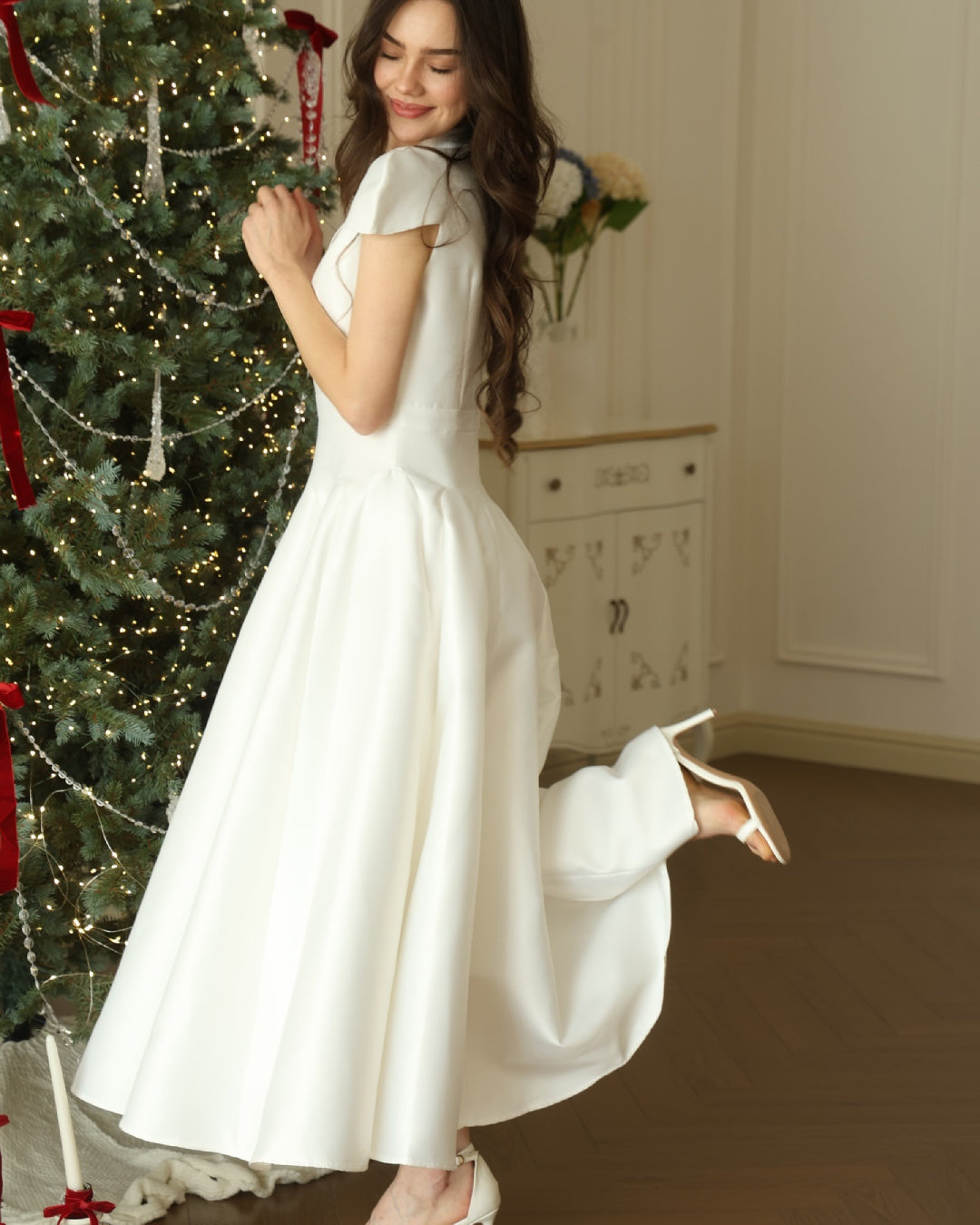 Betty Midi Dress in White, Women's Fashion, fashion nova women