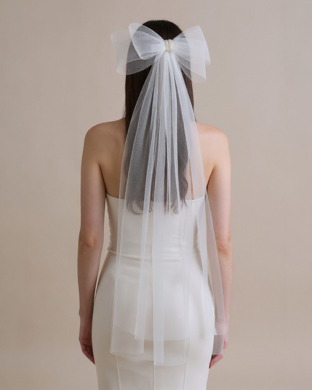 Bow-Tie Tulle Bridal Veil - Ivory