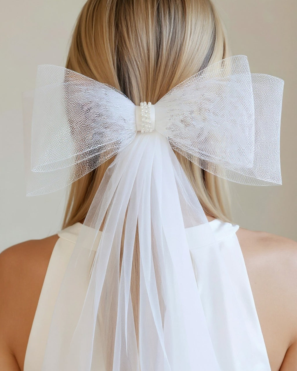 Bow-Tie Tulle Bridal Veil - Ivory