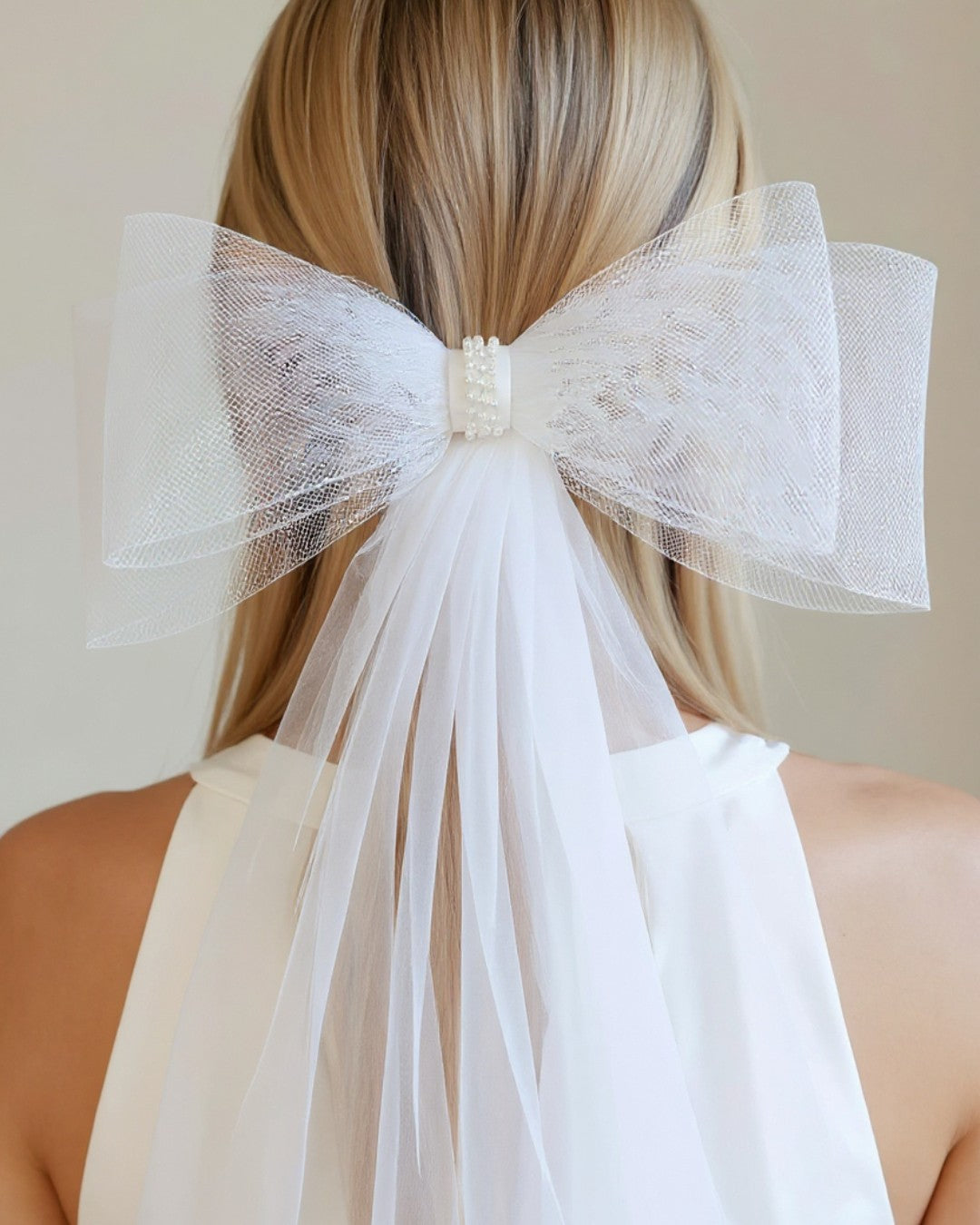 Bow-Tie Tulle Bridal Veil - Ivory