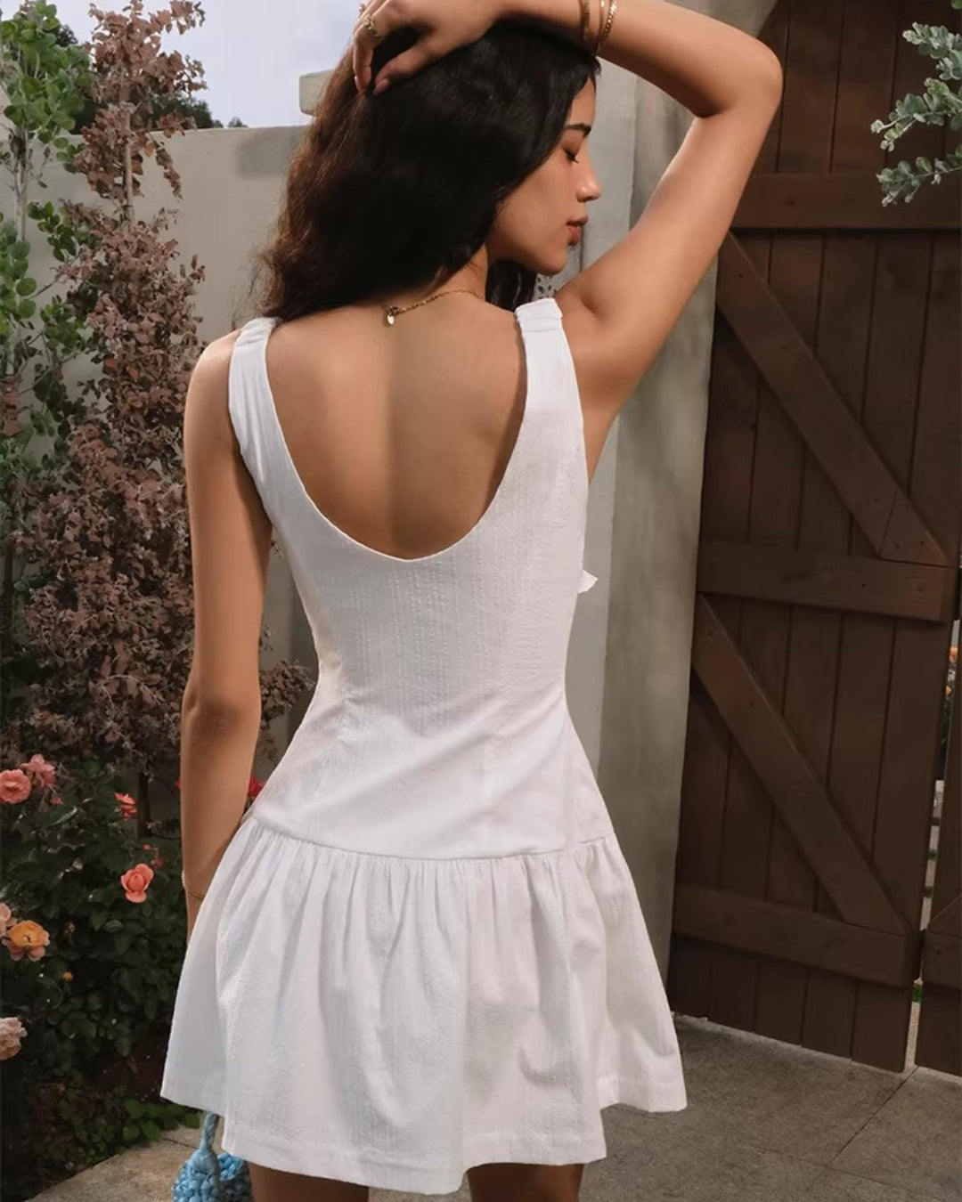 Brigitte White Mini Dress, white short sleeve dress, short sleeve white dress​