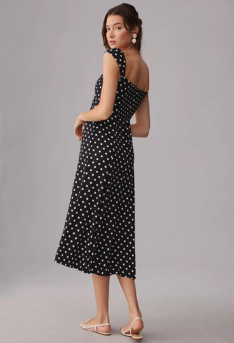 Bryson Black Polka Dot Midi Dress, polka dot dress reformation, polka dot reformation dress, reformation black polka dot dress