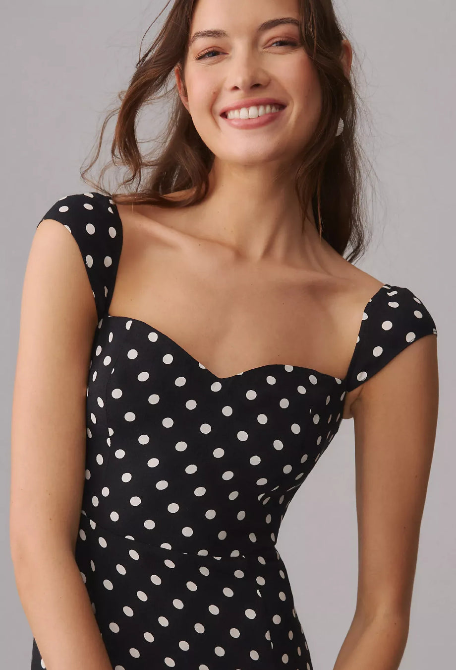 Bryson Black Polka Dot Midi Dress, polka dot dress reformation, polka dot reformation dress, reformation black polka dot dress