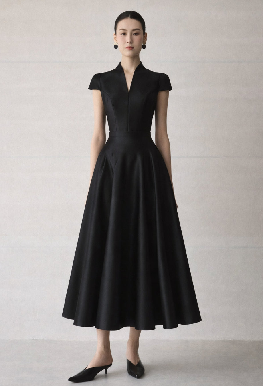 Black Tie Wedding Guest Dress - Betty Black Midi Dress L Black Tie Wedding Guest Dress - Betty Black Midi Dress L