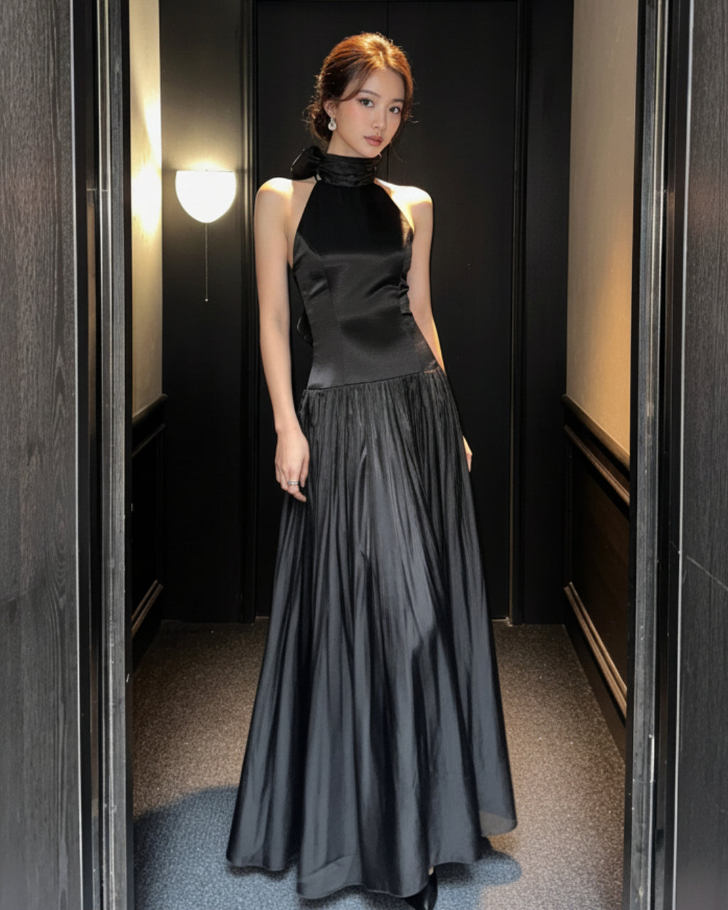 Calanthe Maxi Dress Black, Formal Black Shawl Dress, dress wrap shawl