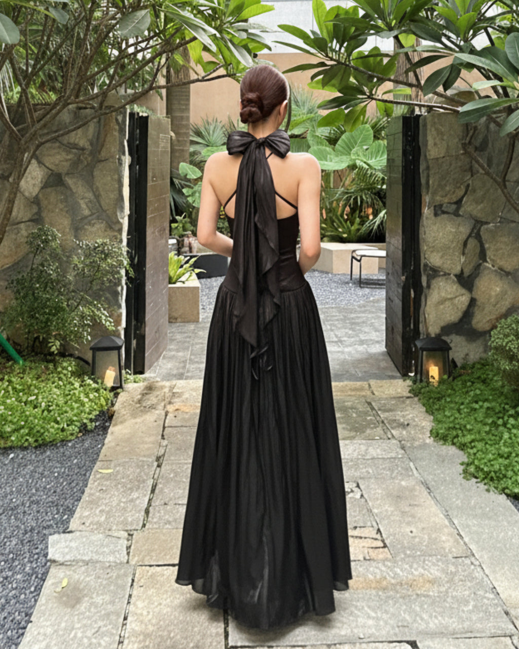 Calanthe Maxi Dress Black, Formal Black Shawl Dress, dress wrap shawl