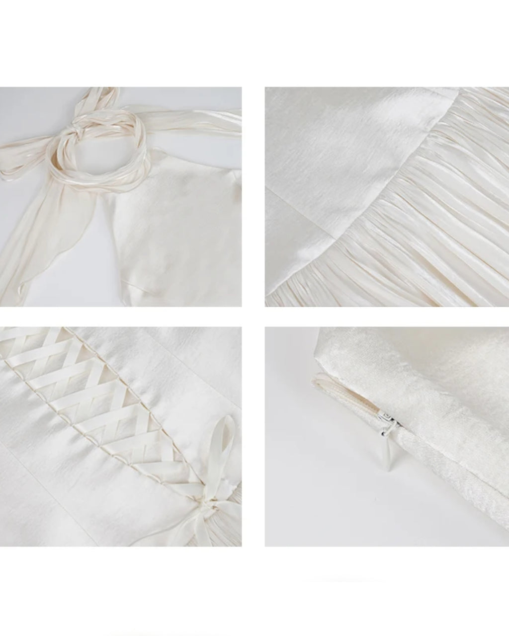 Calanthe Ivory Maxi Dress with Mesh Neck Scarf, black tie dress with scarf, scarf prom dress