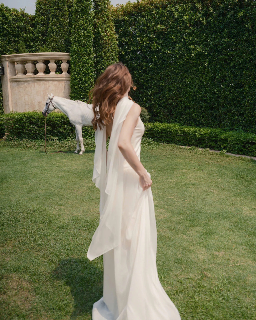 Calanthe Maxi Dress in Ivory, Halter Bridal Dress, bridal after party dress