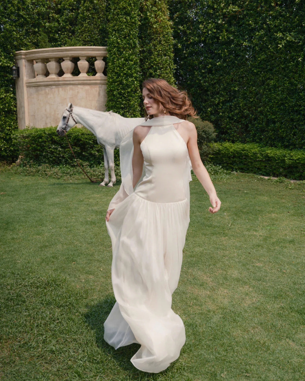 Calanthe Maxi Dress in Ivory, Halter Bridal Dress, bridal dress near me