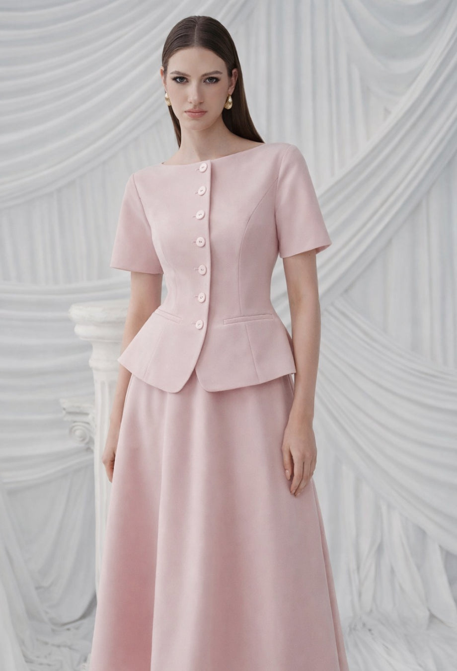 Pink Formal Wedding Guest Outfit - Calliope Two-Piece Set Pink Formal Wedding Guest Outfit - Calliope Two-Piece Set