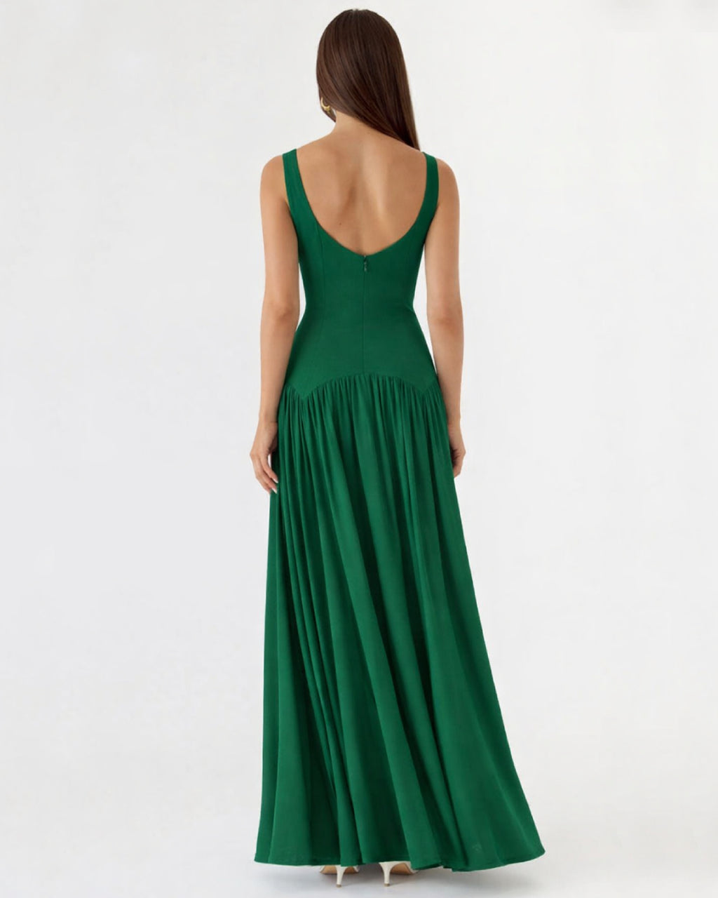 Camella Green Dress, camella dress reformation​, emerald green dress for wedding guest​