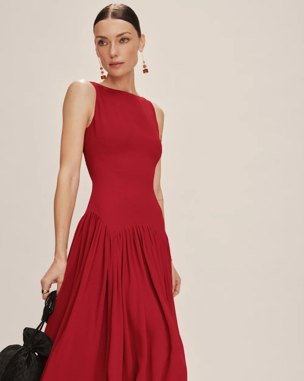 Camella Maxi Dress in Red, Formal Bridesmaid Dress, elegant wedding dress​