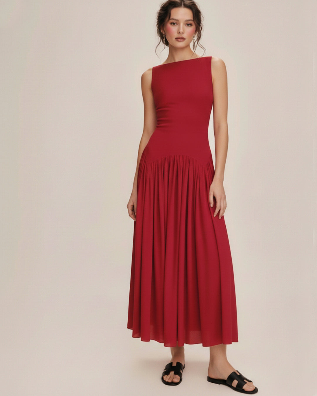 Camella Maxi Dress in Red, Formal Bridesmaid Dress, elegant wedding dress​