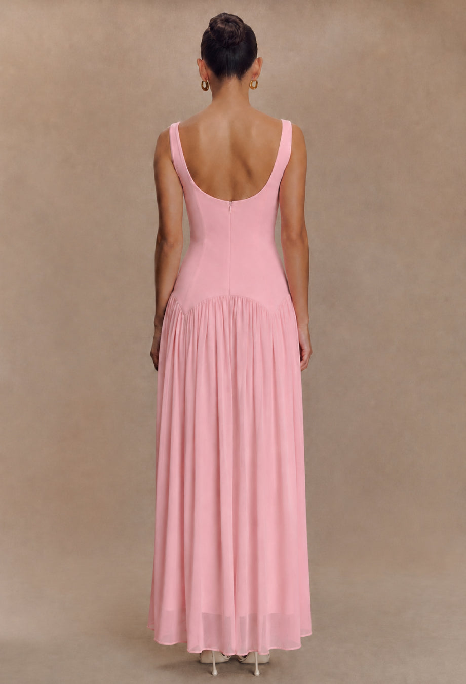 Camella Pink Chiffon Midi Dress