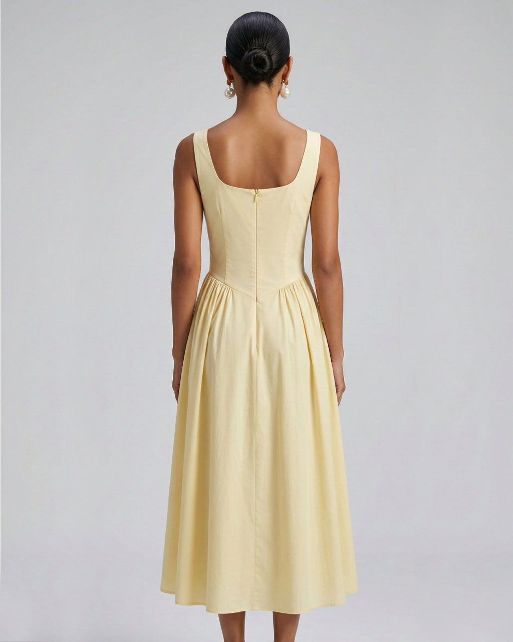 Carmen Lemon Cotton Midi Sundress With Pockets, yellow sundress, ae sundress, cotton sundress​
