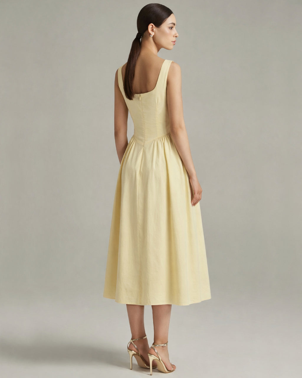 Carmen Lemon Cotton Midi Sundress With Pockets, yellow sundress, ae sundress, cotton sundress​