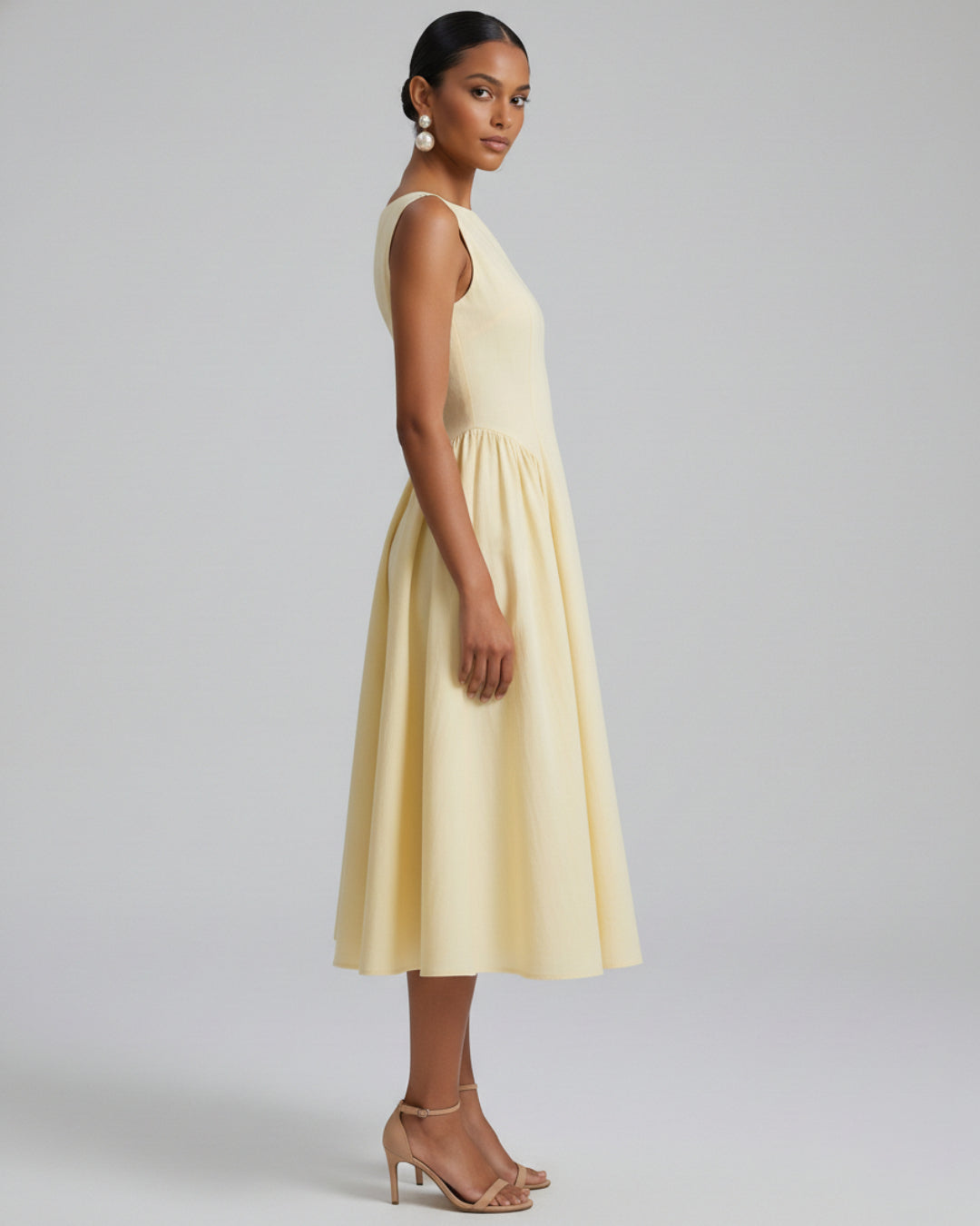 Carmen Lemon Cotton Midi Sundress With Pockets, yellow sundress, ae sundress, cotton sundress​