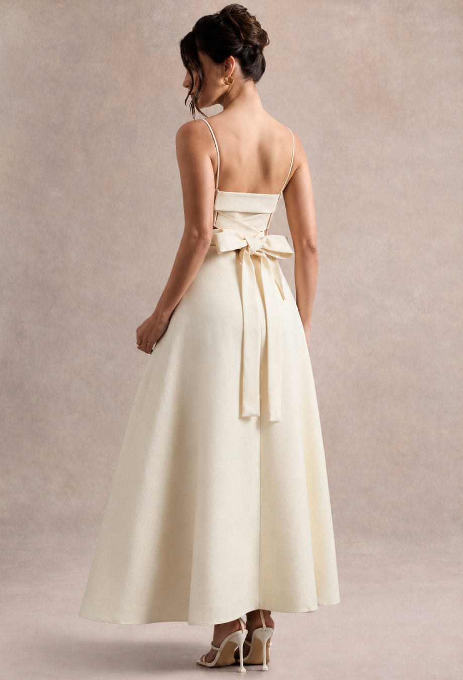 Carmenne Ivory Maxi Dress, ivory color prom dress, ivory cocktail dress​, wedding ivory dress