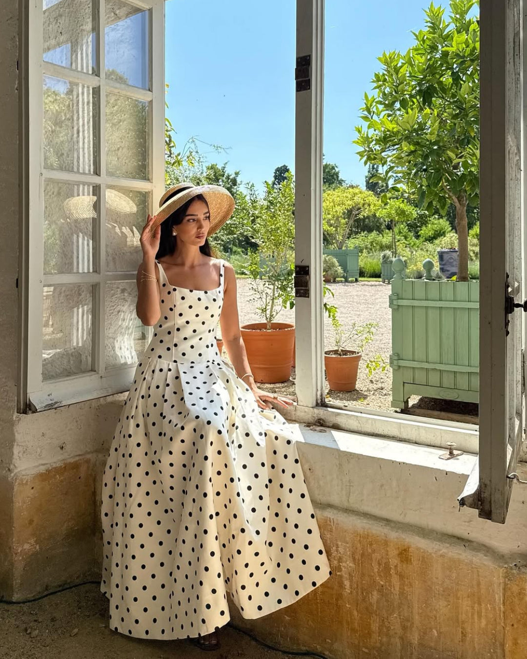 Caroline Polka Dot Midi Dress, polka dot dress​, reformation polka dot dress