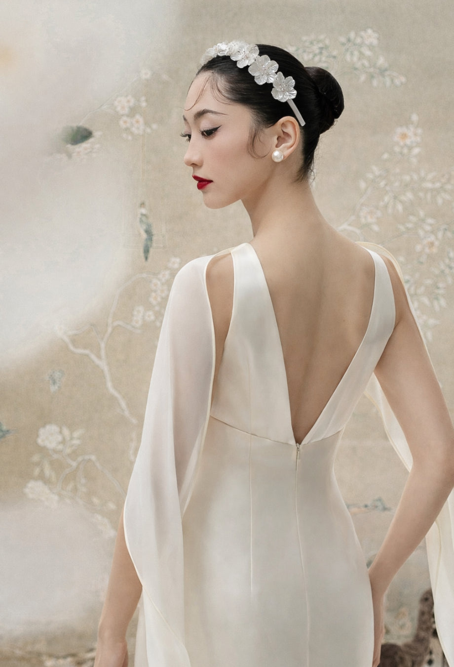 Charlotte Ivory Maxi Dress with Scarf, bride pre wedding dress, dress with neck scarf​, dress with scarf​