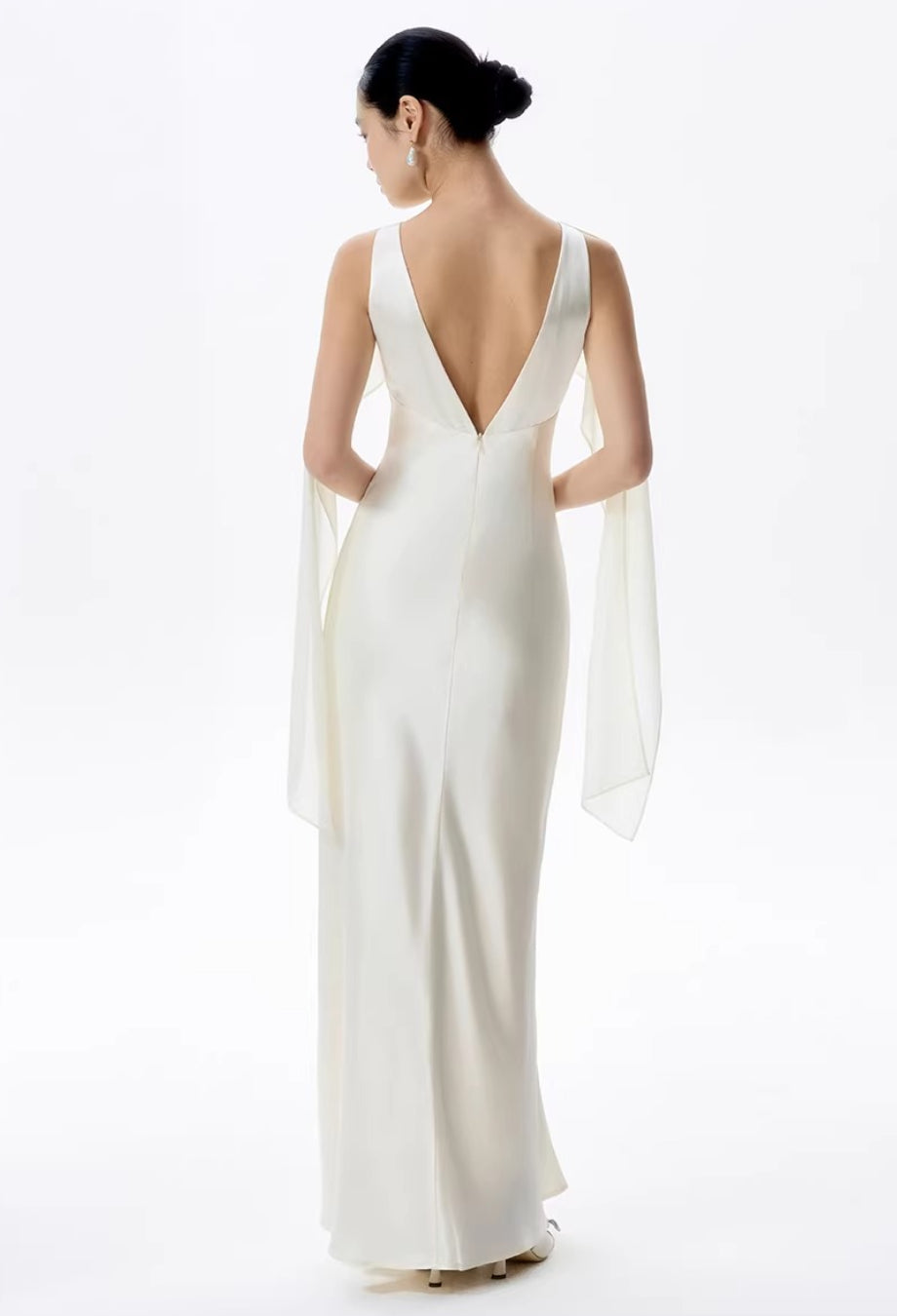 Charlotte Ivory Maxi Dress with Scarf, maxi dress with scarf​, wedding dress with scarf​