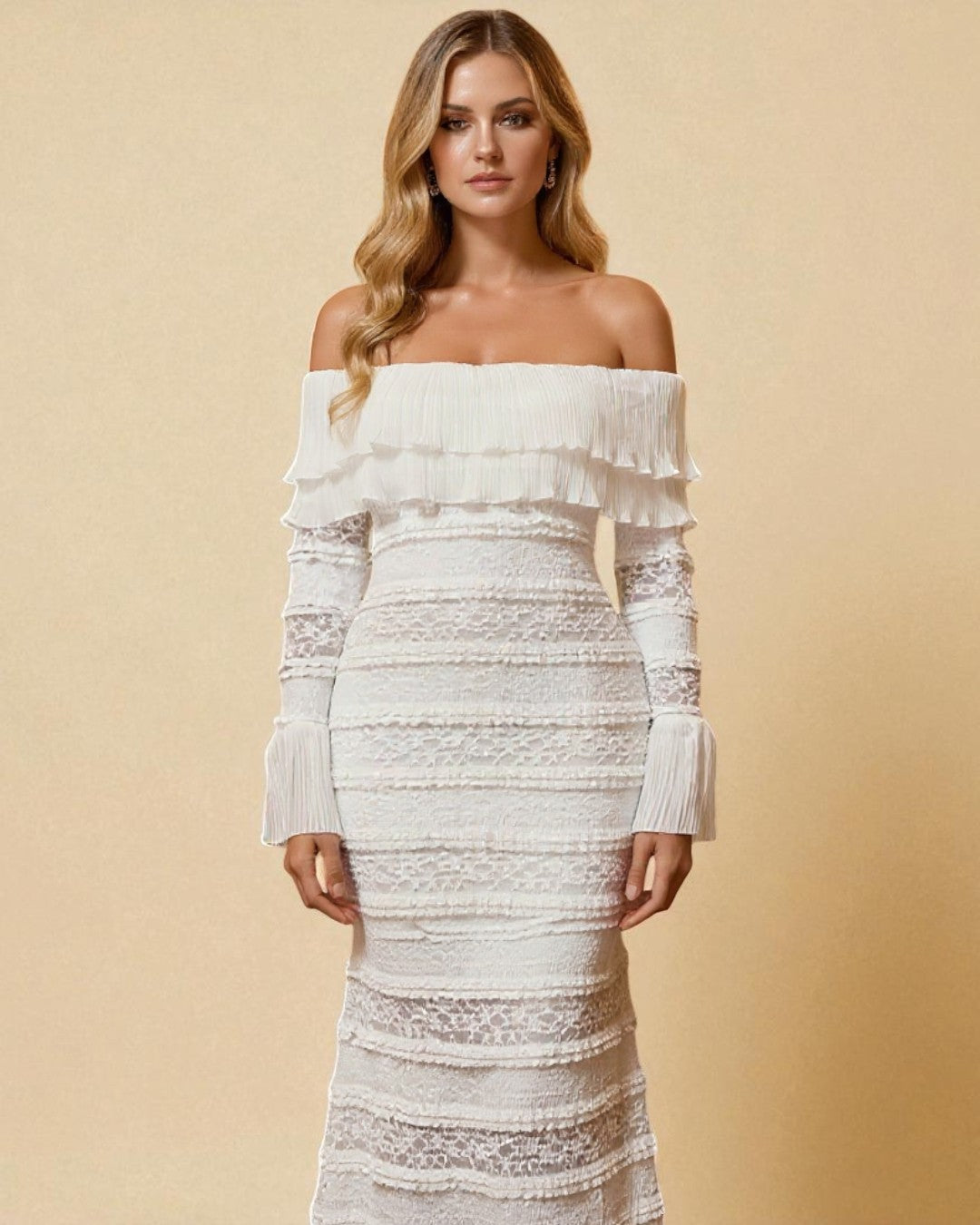 Claire Maxi Long Sleeve Dress - Ivory