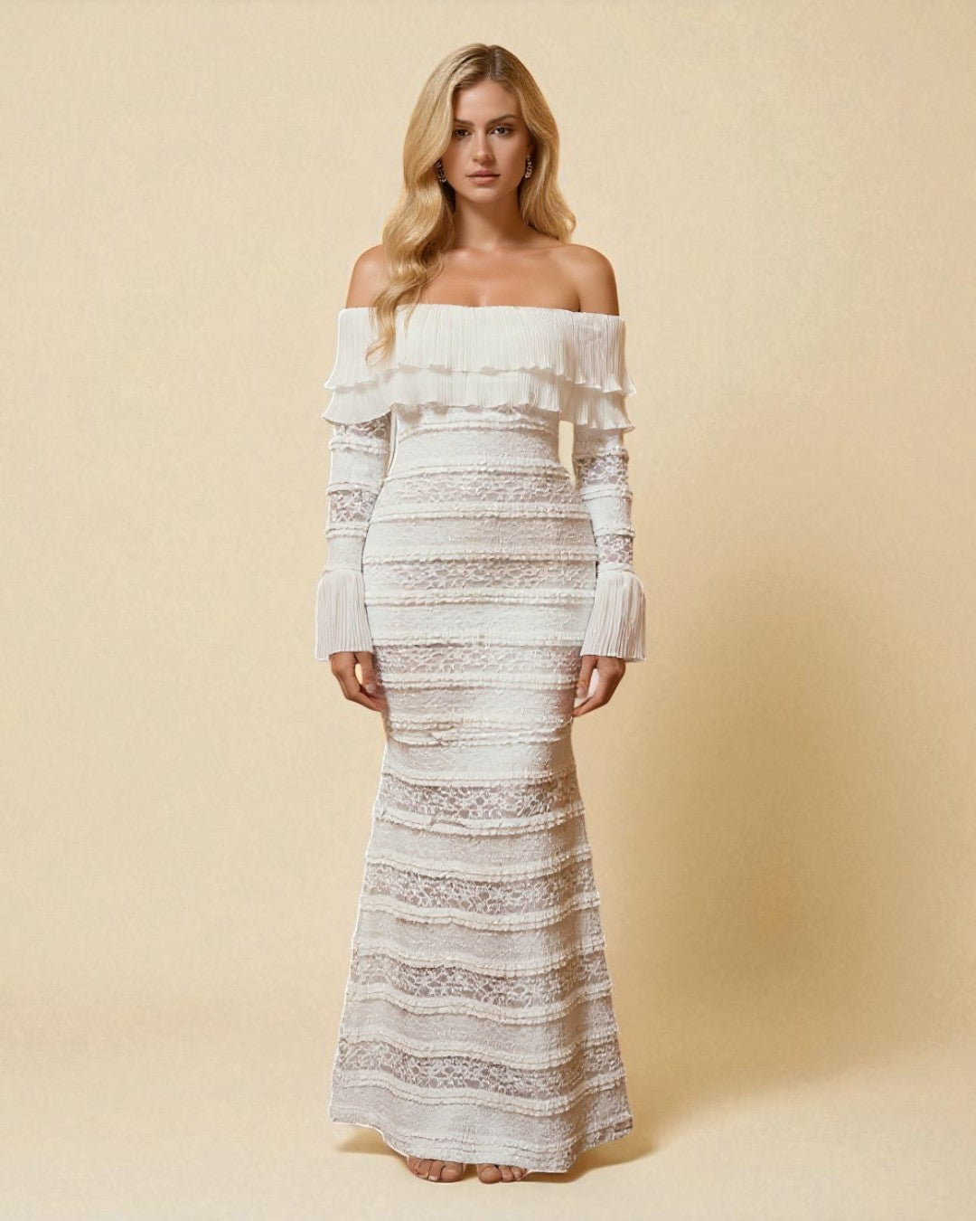 Claire Maxi Long Sleeve Dress - Ivory