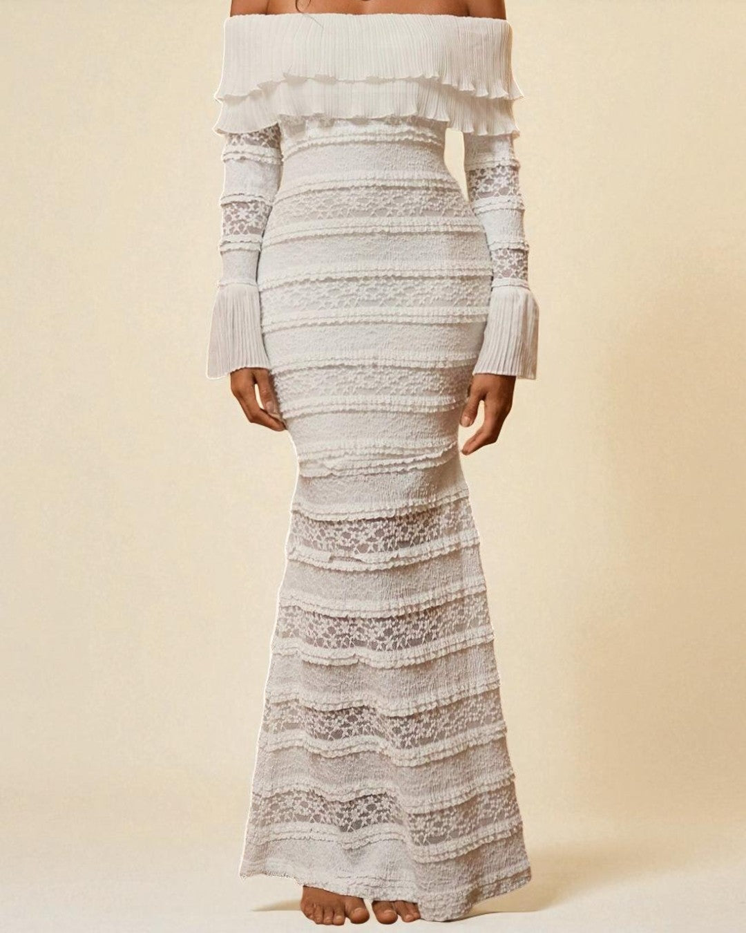 Claire Maxi Long Sleeve Dress - Ivory