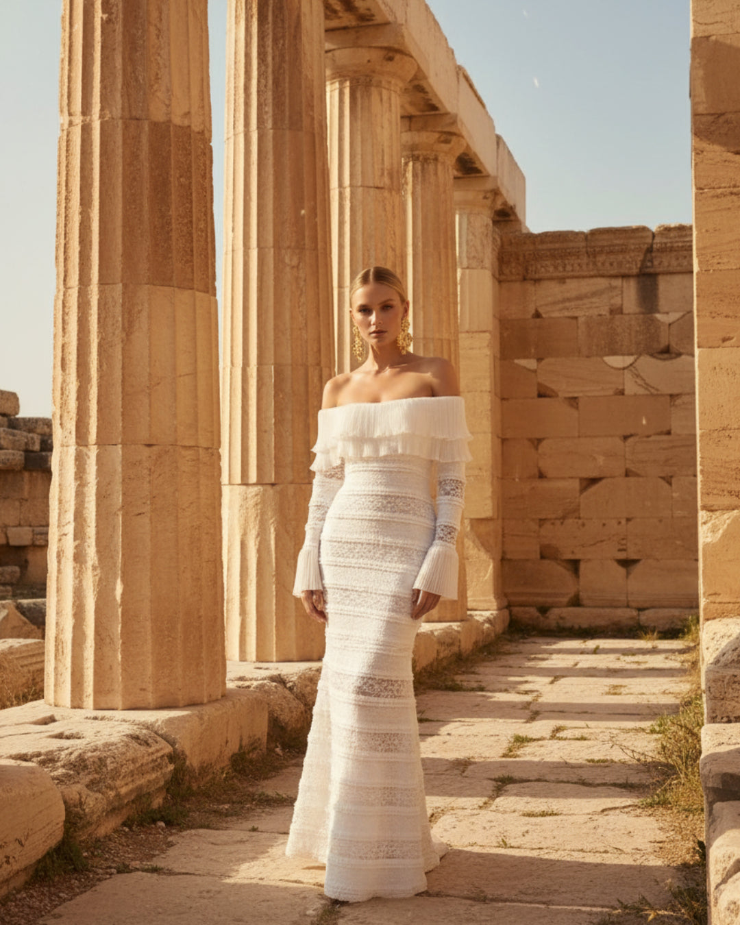 Claire Maxi Long Sleeve Dress in ivory – elegant maxi summer dress Canada