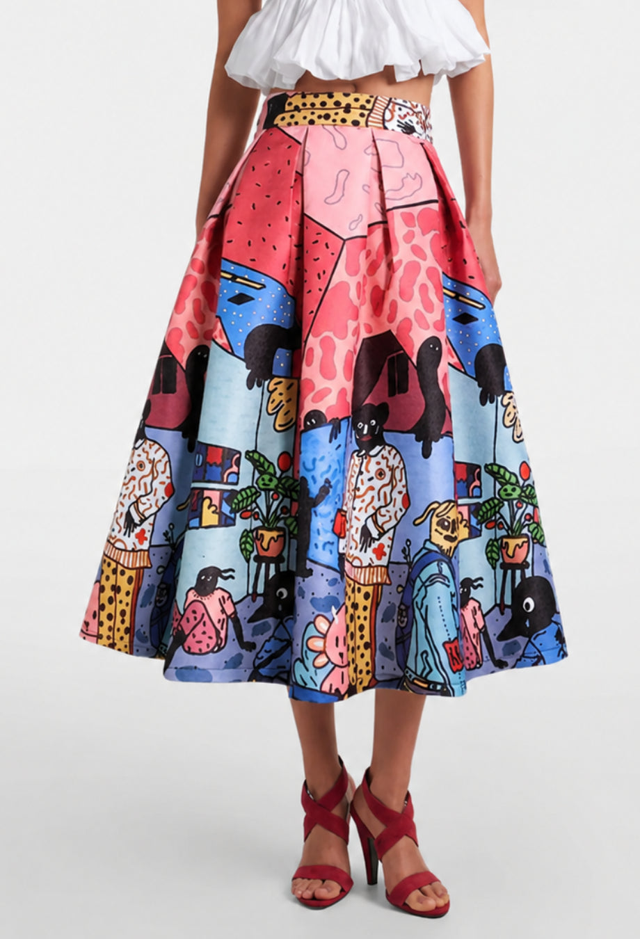 Clara Vintage Pleated Midi Skirt, Garden Party Outfit for Female​, garden party wedding outfit​, garden party theme outfit​