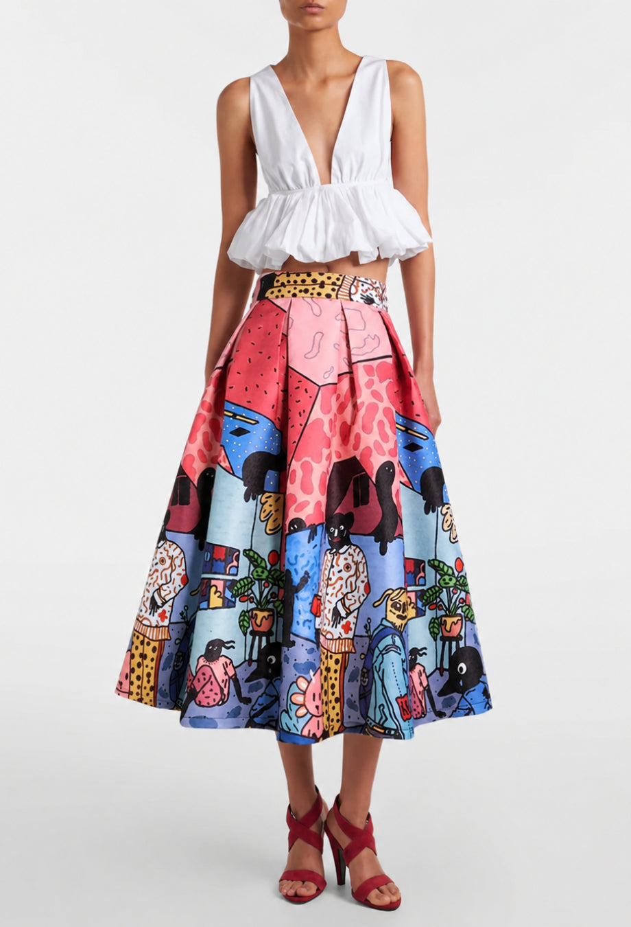 Clara Vintage Pleated Midi Skirt, Garden Party Outfit for Female​, garden party wedding outfit​, garden party theme outfit​